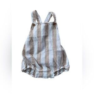 Little Co. Size 18 Months Linen Blend Neutral Bubble Shortalls